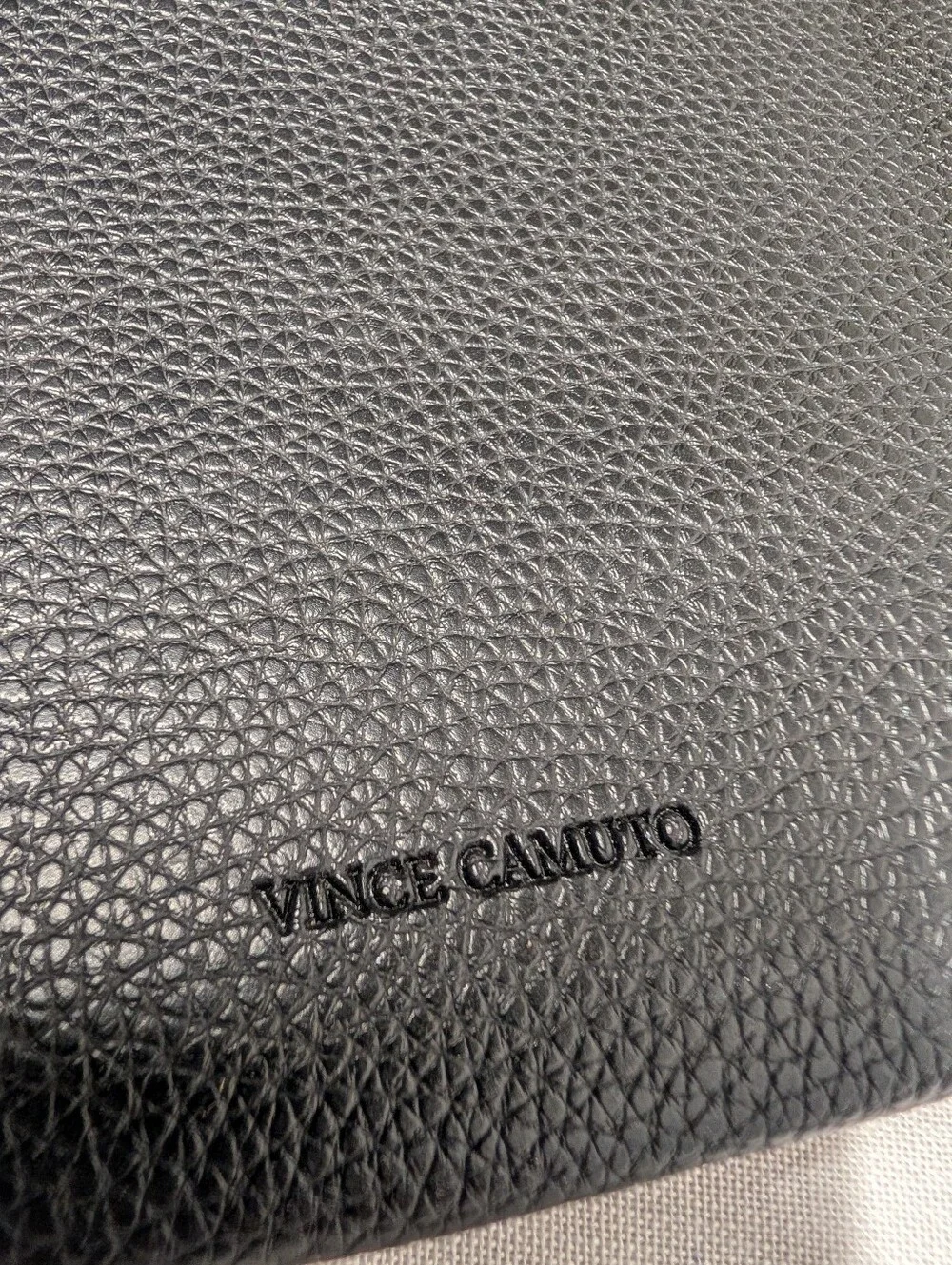Vince Camuto Black Pebbled Tote Bag Gray Stripe Large Shoulder Bag